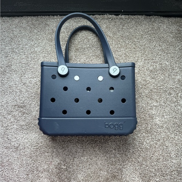 BOGG BAG Blue Perforated Tote with Structured Design 11”x8.5”x4.5” - Picture 2 of 4